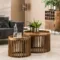 Couchtisch 2Er Set Rund Tulum Lamellen Design Mango Massivholz pertaining to Couchtisch Holz Modern